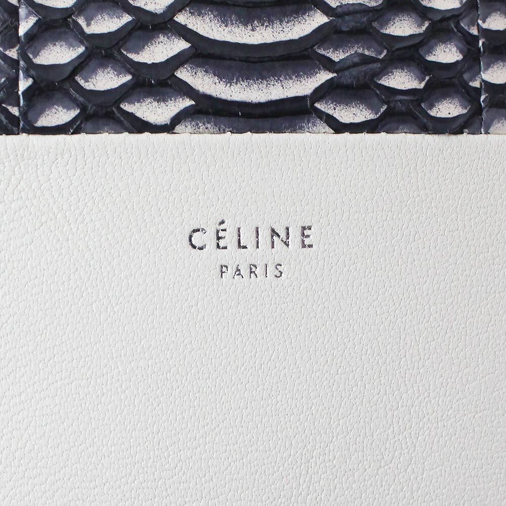 Celine Solo Clutch Pouch Bag two tone lambskin leather snakeskin python white - Picture 8 of 10